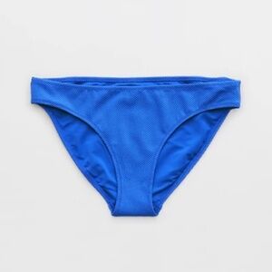aerie shine pique full coverage bikini bottom in blue heaven